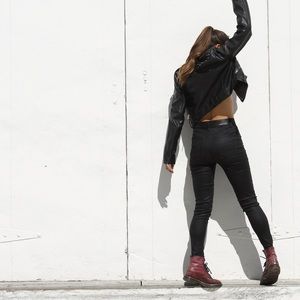 Worn purple Dr Martens Boots